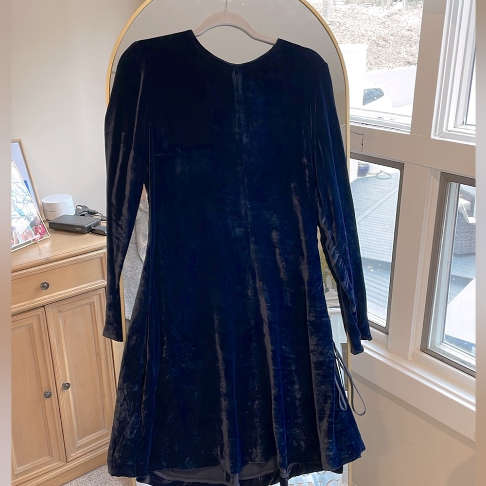 Stella McCartney
Side Lacing Long-Sleeve Fitted A-Line Velvet Short Dress, Sz 42